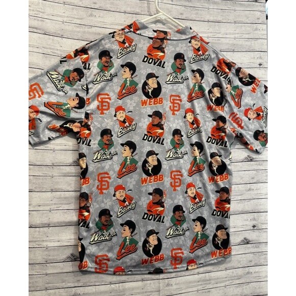 San Francisco Giants Mens Bobblehead Floral Hawaiian Shirt Sz XL Gray Big Head - Picture 13 of 15